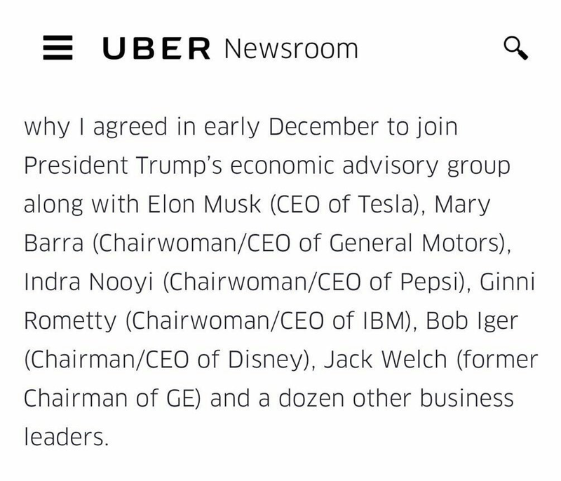 Illustration for article titled Uber CEO Leaves Trump Advisory Council After Catching a Fade From #DeleteUber Campaign